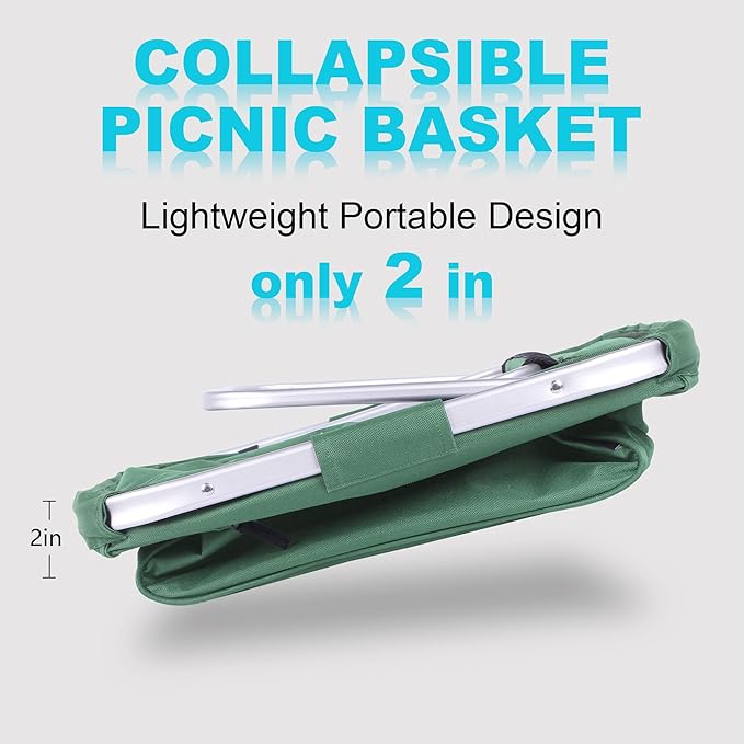 Picnic Basket, SIYUAN 24L Collapsible Market Basket with Two Handles Portable Canvas Grocery Basket Reusable Christmas Shopping Bag