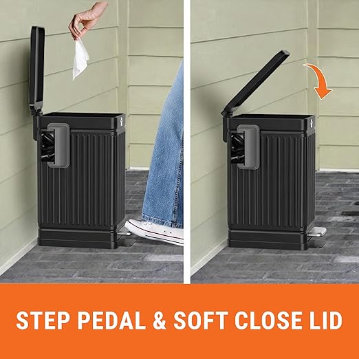 Pupzle Dog Poop Trash Can Outside, 3.2 Gal Metal Dog Waste Trash Can with Lid Outdoor, Waste Container with Pedal Garbage Poop Bin, Poo Bucket Outdoor with Lid for Backyard Odor Control
