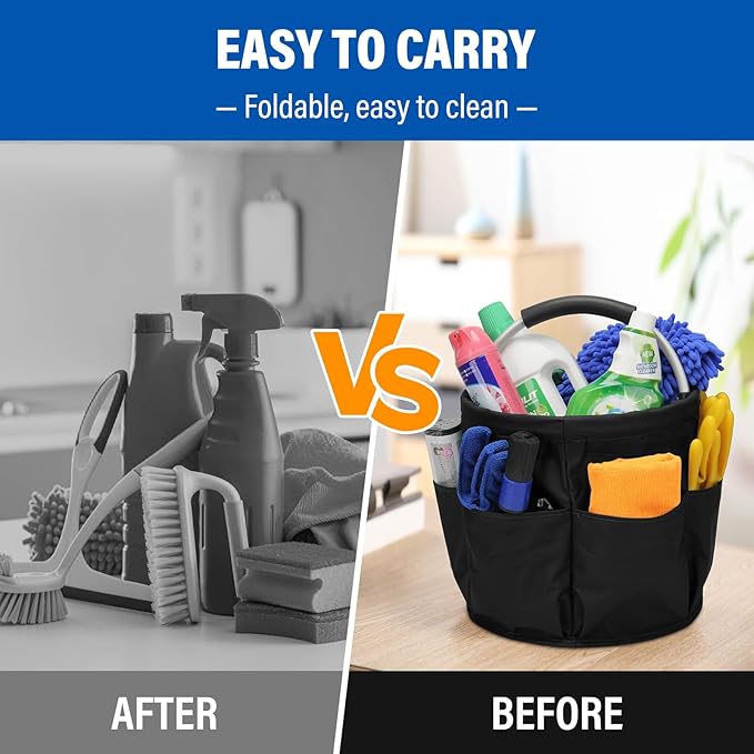 Multifunctional Folding Basket with Handles: Portable Picnic Baskets, Outdoor Beach Baskets, Garden Picking Baskets, Gift Baskets, Collapsible Bathroom Storage Baskets (Black)