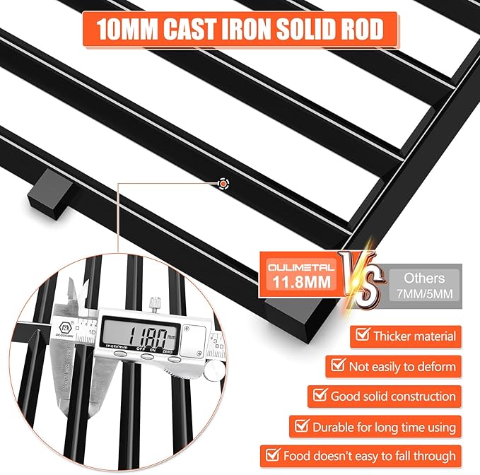 QuliMetal 7635 7637 Grill Replacements for Weber Spirit E-210, Spirit 200, GS4 Spirit II 200, Spirit II E-210 Series Grills with Front-Mounted Control, 15.3" Flavorizer Bars & 17.5" Grates