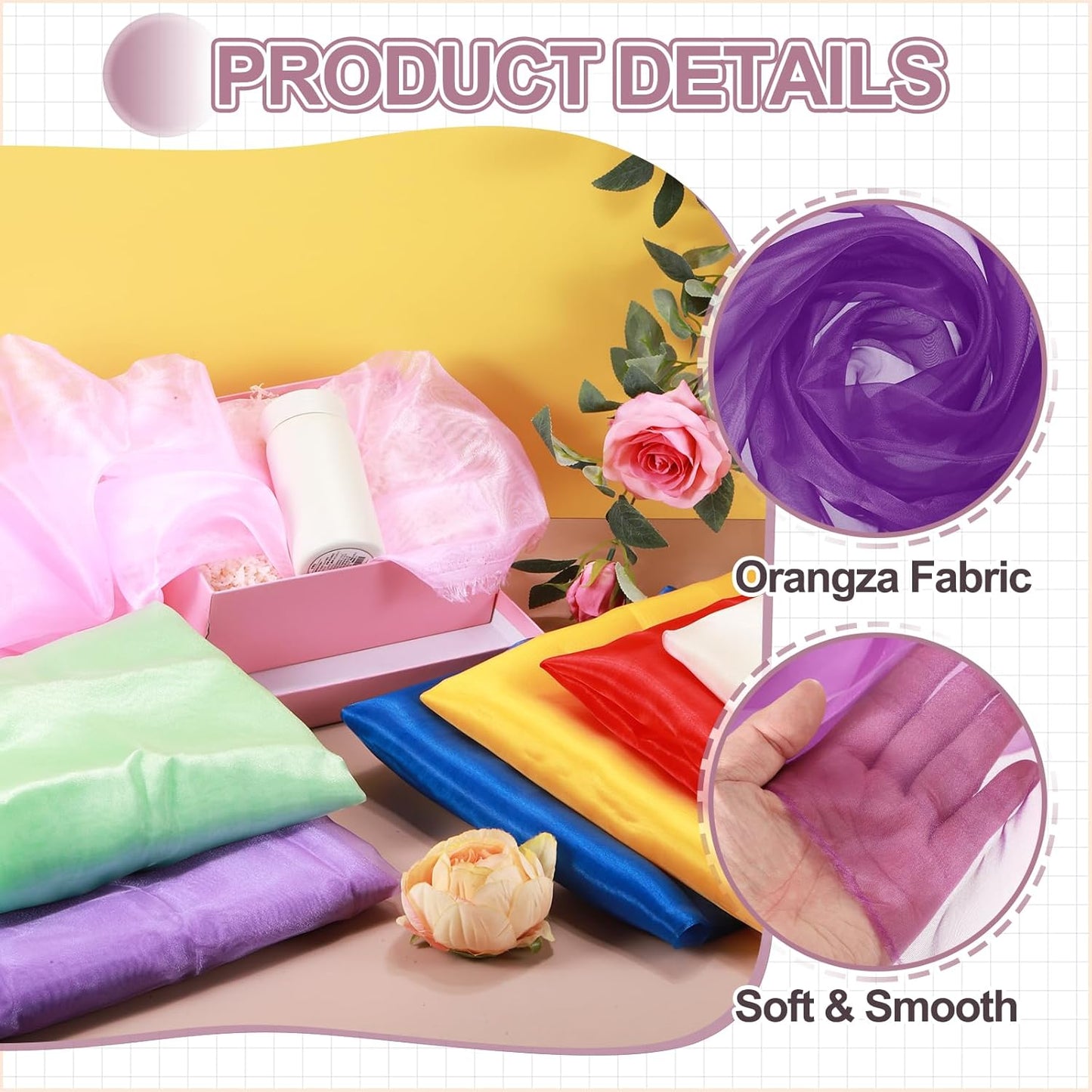 MECCANIXITY Iridescent Sheer Organza Fabric, 10 Yards x 59 Inches Solid Holographic Shiny Fabric Organza Cloth for Wedding, Curtains, Costume, Photo Background, Dark Purple