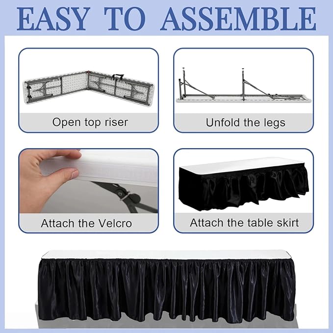 Bar Top Riser Tables Bar Riser with Skirt Mobile Folding Table Foldable Portable Risers for Banquet Events Home Party Picnics Restaurants(Table Not Included)(White,6 ft)