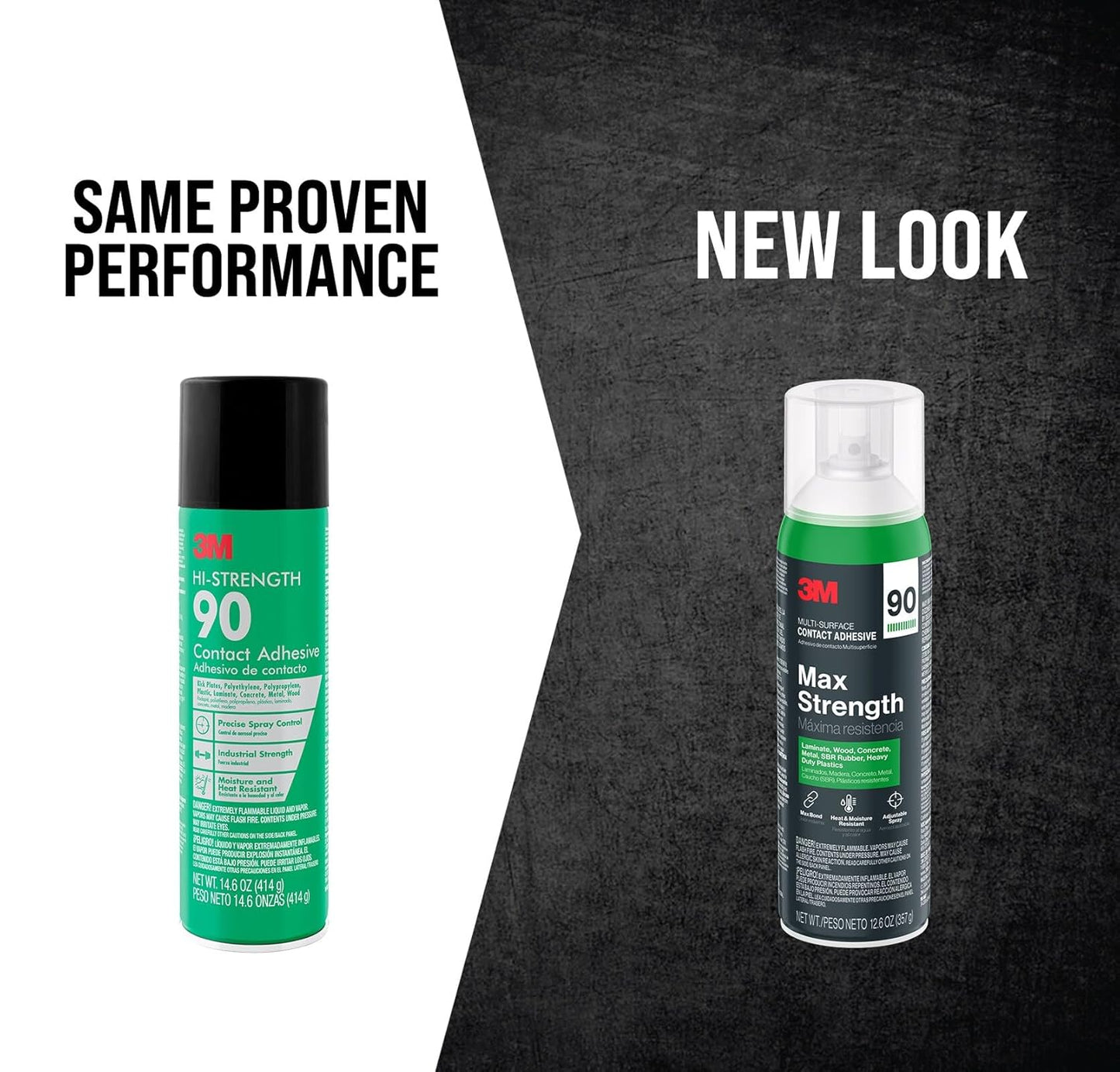 3M Max Strength 90 Contact Adhesive Spray, 12.6 oz (Pack of 12) – Low VOC Heavy Duty Glue with Adjustable Nozzle, Heat & Water Resistant Bond for Metal, Wood, Plastic, Laminate, Concrete