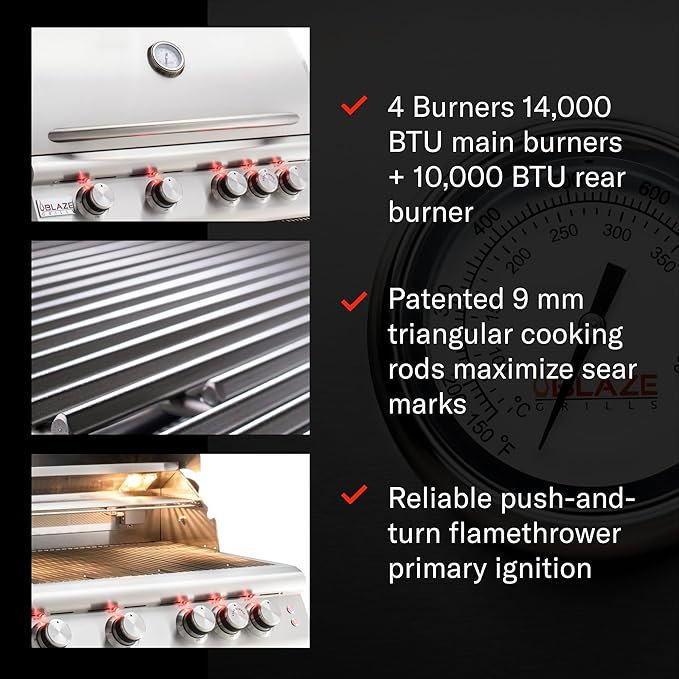 Blaze Gas Grill | 40-inch Built-in Propane Gas Grill | 5 Burner BBQ | Premium Outdoor Kitchen | Best in Class Warranty | LTE+ | BLZ-5LTE3-LP