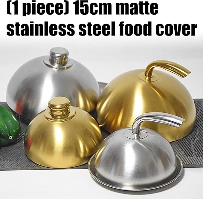 Matte Nonrust Steel Food Cover 15cm Rustproof Kitchens BBQ Grills Protectors Cooking Food Dome for Outdoors Dinin