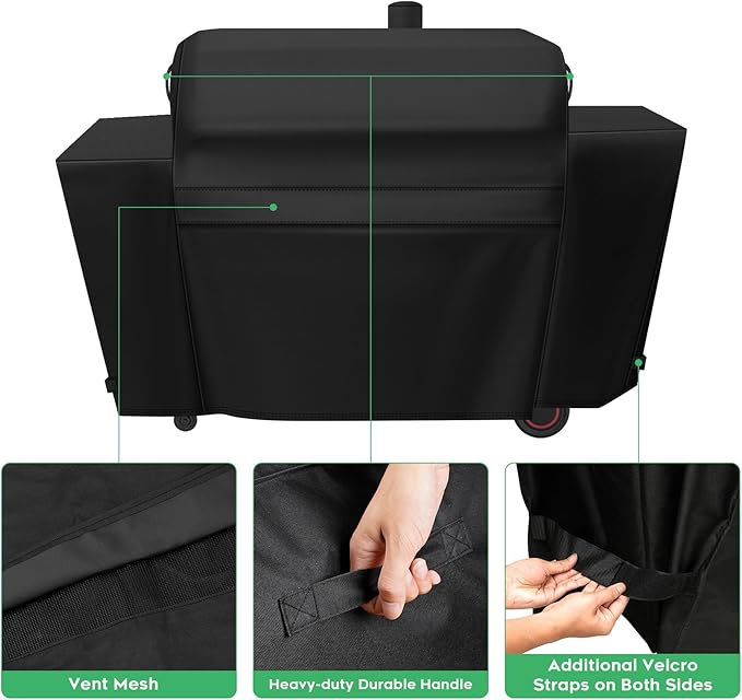 Heavy-Duty 600D Grill Cover fit for Nexgrill Oakford 1150 Pro Offset Smoker and 3-Burner Propane Gas Grill, Nexgrill Oakford 1150 Pro Grill Model 810-0072 Cover