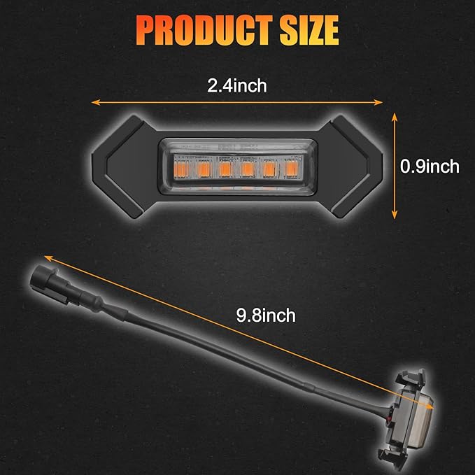 4PCS LED Amber Grill Lights，Grille Lights with Fuse Adaptor ，Waterproof Front Grill Trim Lamps，Vehicle Exterior Grille Lamps Replacement for 2016-2019 Tacoma TRD PRO Front Grille (Black)