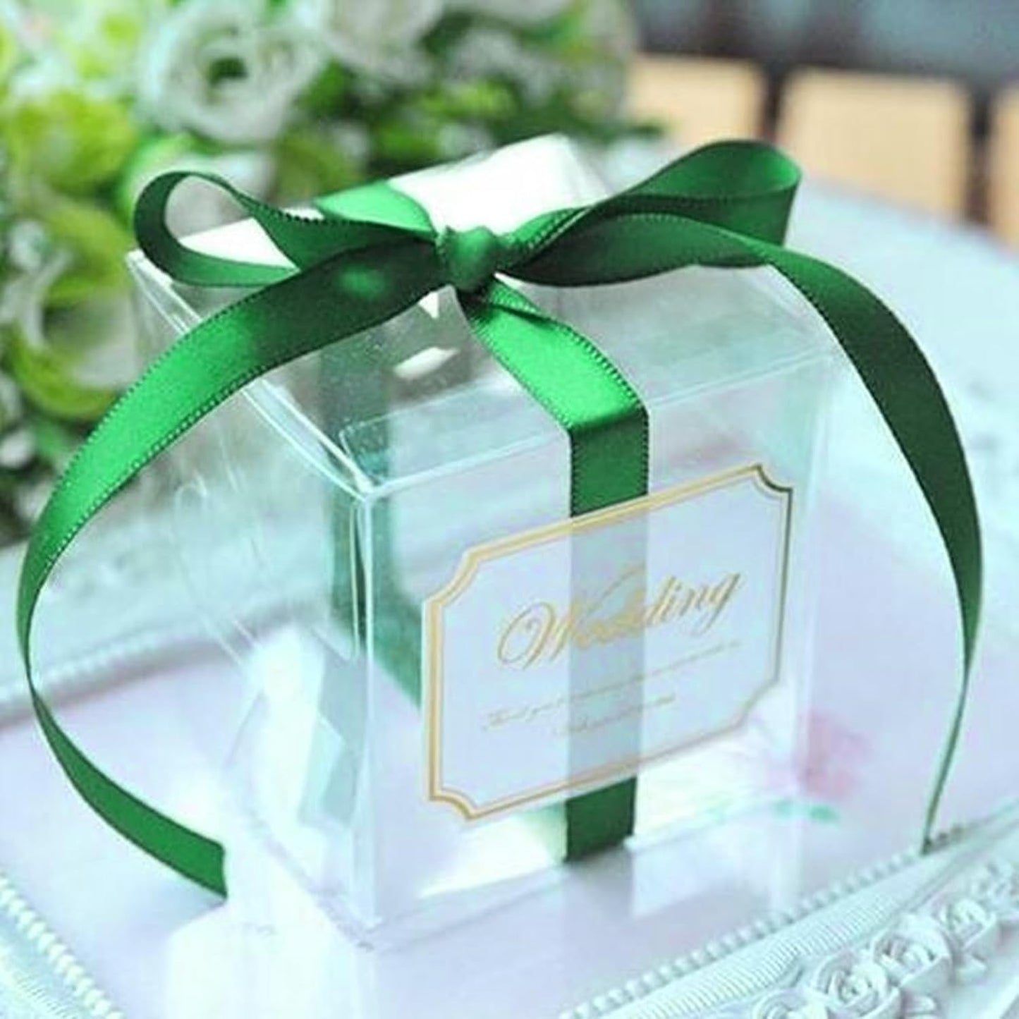 1/8" X 100 Yards Spruce Satin Thin Ribbon Solid Color Double Faced Ribbons Perfect for Crafts Wedding Decor Bow Making Arts Sewing and More