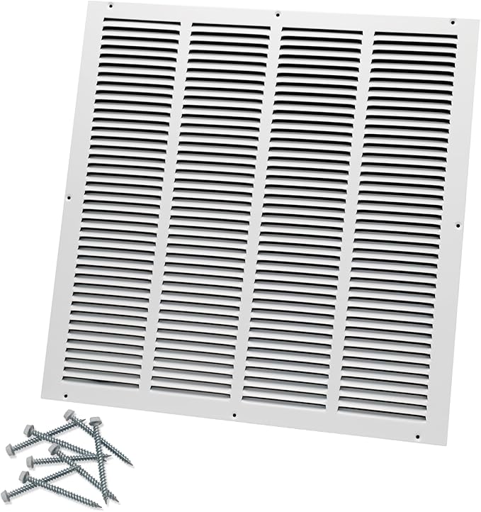 20"W x 20"H [Duct Opening Size] Steel Return Air Grille, Air Return Vent Cover for Ceiling and Sidewall - HVAC Air Vent Covers - [Outer Dimensions: 21.75"W x 21.75"H]