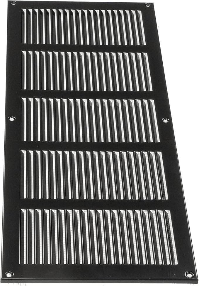 Repa Market Air Vent Cover 20x8 Inch (Outer Dimensions) Black Galvanized Steel Louvered Grill Cover with Mesh Screen/Wall or Ceiling Vent/HVAC Register for Indoor and Outdoor Ventilation