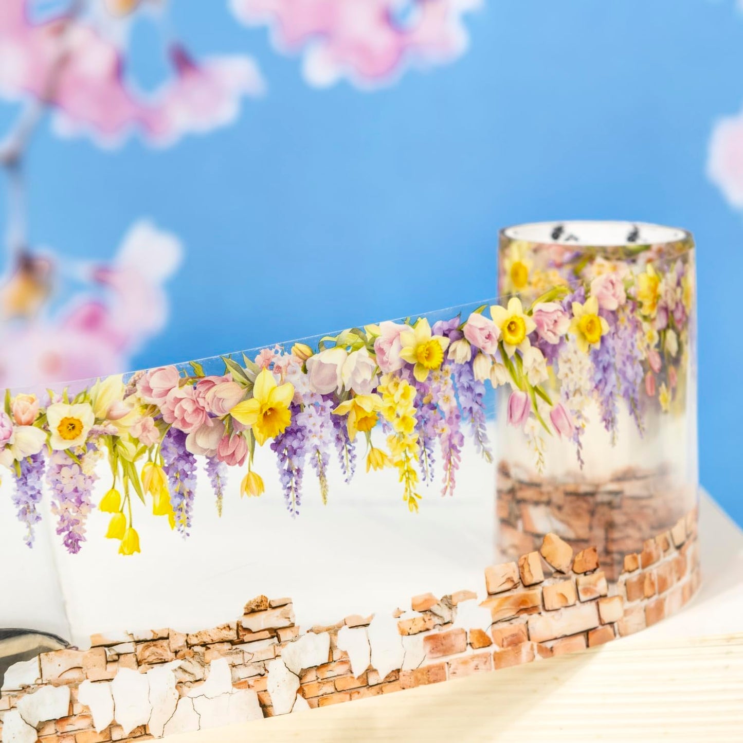 Flower Tape Stickers for Scrapbooking Supplies,6 Rolls PET Tape Stickers Set,Waterproof Washi Tape for Junk Journal,Journaling Supplies,DIY Craft(Floral Wa