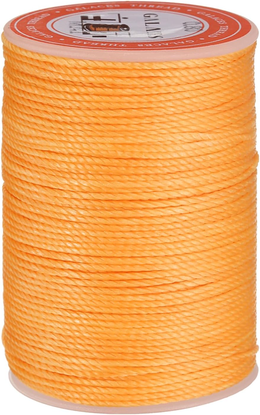 uxcell Round Leather Sewing Waxed Thread, 55m / 60 Yards Wax Polyester String, 0.8mm Waxed Stitching Cord for Leather Crafts, Bookbinding, Bracelets Braided, Citrus