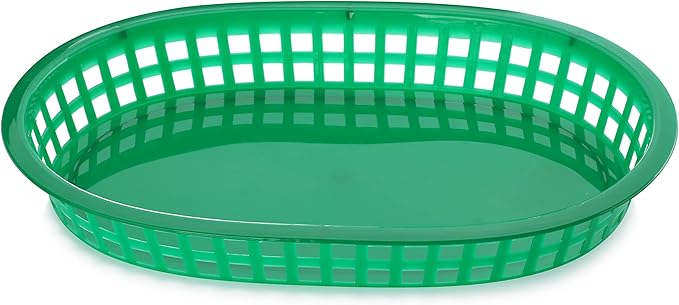 New Star Foodservice 44027 Fast Food Baskets, 10.5 x 7 Inch, Set of 12, Green