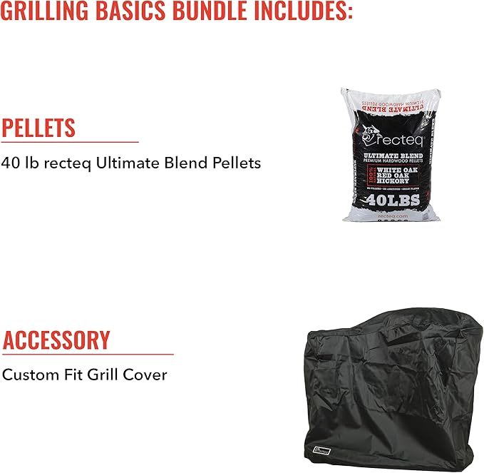 recteq Pellet Grill RT-B380 Bullseye + Grilling Basics Bundle, BBQ, Outdoor, and Electric Pellet Smoker Grill, Electric Smokers, Uses 100% Wood Pellets for Ribs, Brisket, Chicken, Sear, Smoke