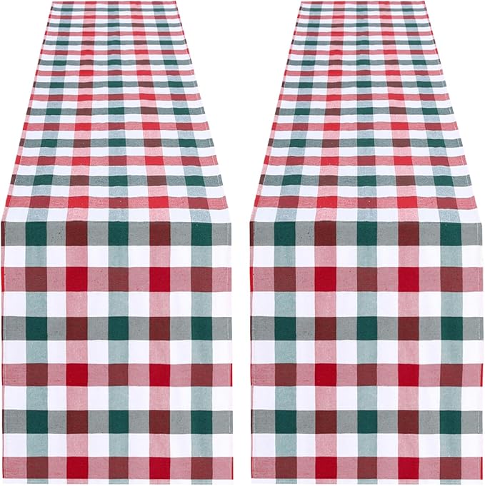 Christmas Checkered Table Runner - 2 Packs Buffalo Plaid Table Runner 13x84 Inches Table Cover for Family Dinners Fall for Farmhouse