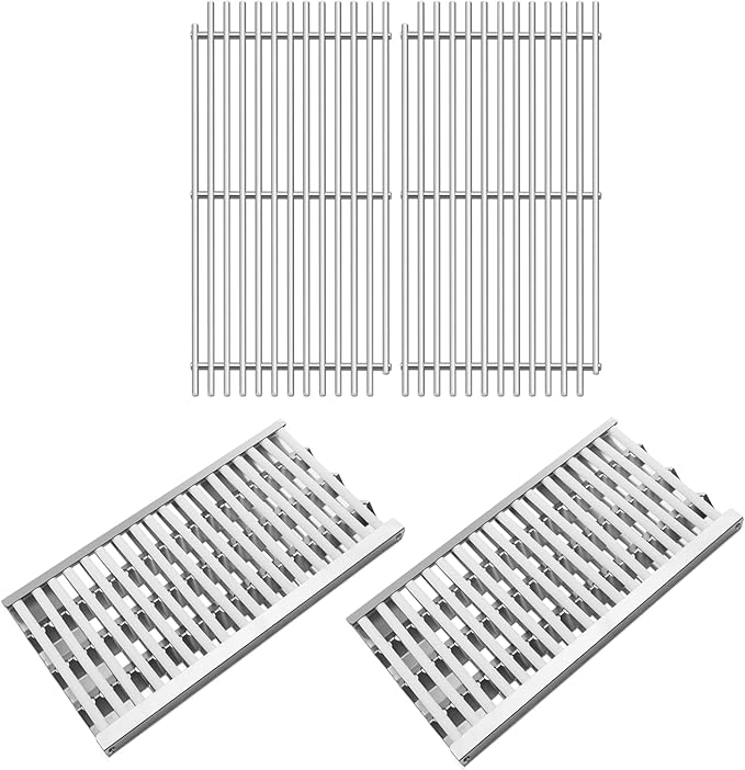 Stainless Steel DCS Radiant Tray with Ceramic Rod and Cooking Grid Grates Replacement Parts for DCS BFG-30G, BFGC-30G-L, BFGC-30G-N, BGA48-BQARL, BGA48-BQARN, 2 Pack Grill Heat Plates and Grill Grates
