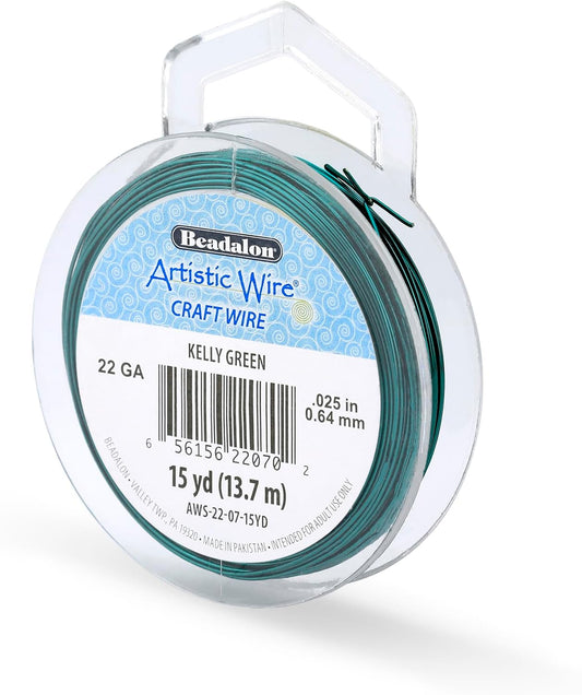 Artistic Wire, 22 Gauge Tarnish Resistant Colored Copper Craft Wire, Kelly Green, 15 yd
