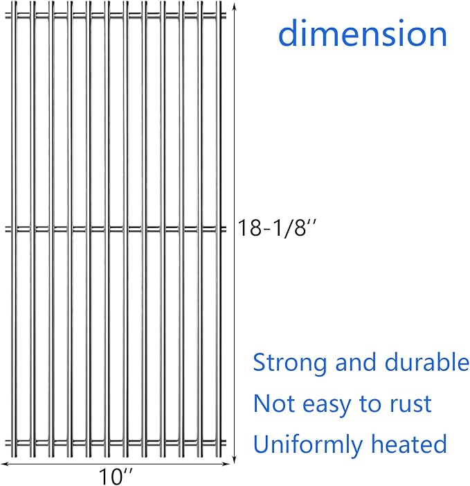 18-1/8" Stainless Steel Grates Replacement for Charbroil 463263110, 463268107, 463271309, 463271312, 463271313, 463271314, 463271315, 466231711, 466247310, 466247512 Kenmore Gas Grill