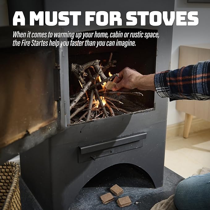 Fire Starter Squares (200 Pack) - Fire Starters for Fireplace, Grill, BBQ, Camping, Wood Stove and Bonfire Accessories - Odorless & Water Resistant