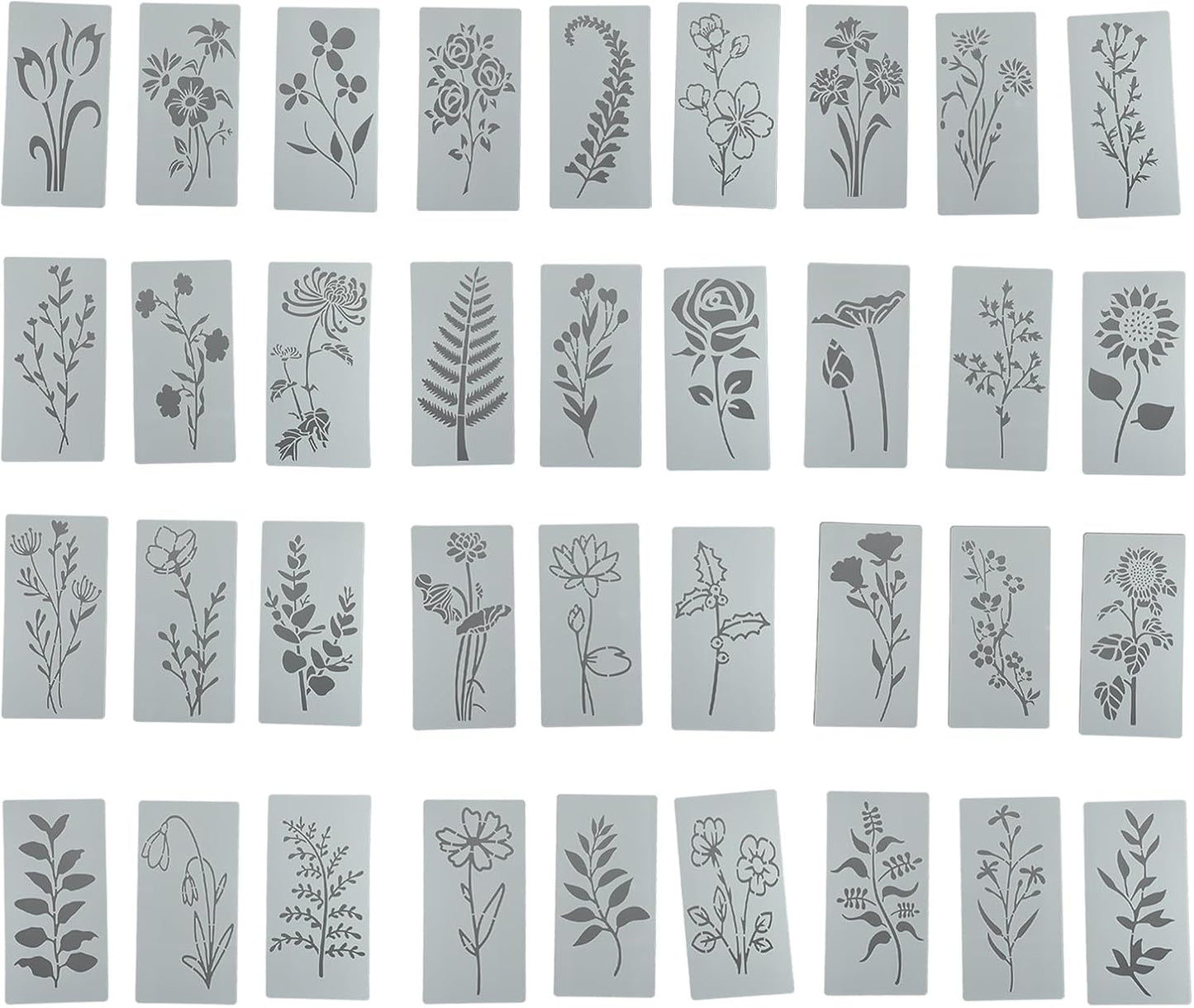 36 Pieces Flower Stencils for Painting on Walls,Reusable Floral Stencils,DIY Craft Drawing Templates Set for Wall Paper Canvas Home Decor