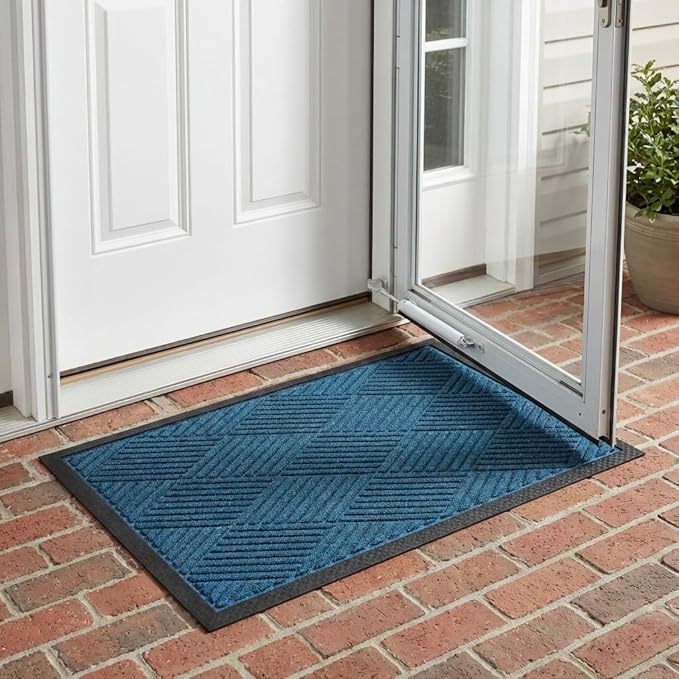 Ecomills Deluxe Diamond Entrance Door Mat, Large Heavy Duty Absorbent Rubber Rug, Blue, 3’ X 4’ feet