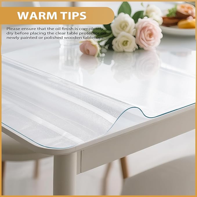 Frosted Table Protector 36 x 60 Inch, 1.4mm Thick Waterproof PVC Plastic Table Cover, Durable Table Pad for Dining Room, Kitchen, Writing Desk, and Coffee Tables