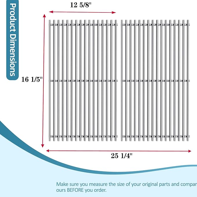 146.16197211 (2-Pack) 16 1/5” Stainless Steel Grates for Kenmore 146.10016510,146.46365610 146.16142210 146.16198211 146.46366610 146.46372610 PG-40409SOLB 146.34461410 146.16197211