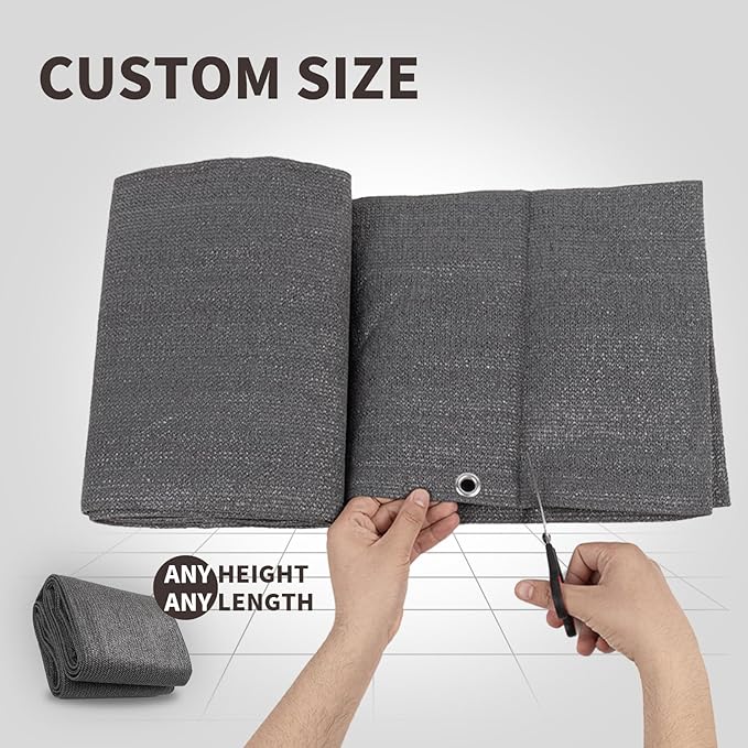 LOVE STORY Custom Size 3.3'x5' Dark Grey Balcony Privacy Screen,UV Block Privacy Fence Screen,90% Shield for Outdoor Pool Garden Apartment Railing