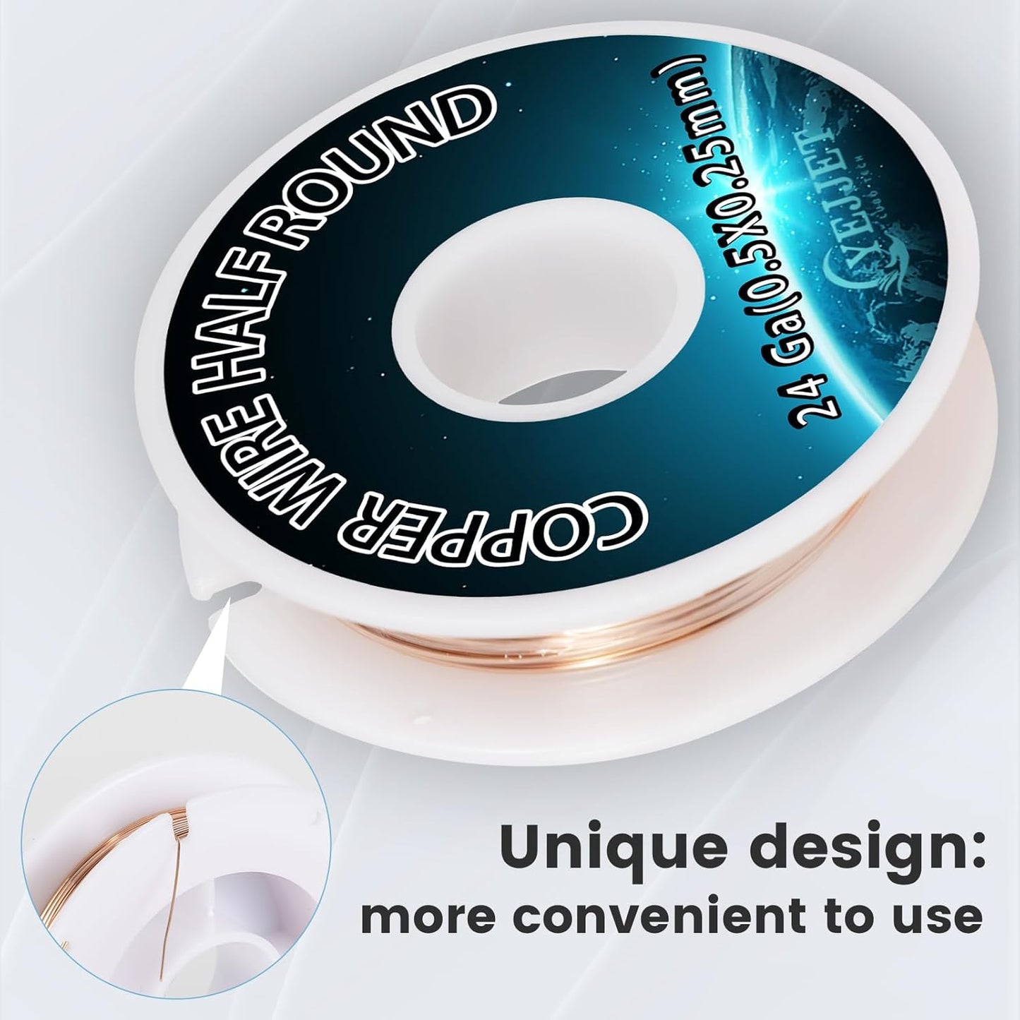 Industrial 24 Gauge Half Round Copper Wire - 3.0 oz (265 Feet) High Purity Copper Wire for Scientific Instruments