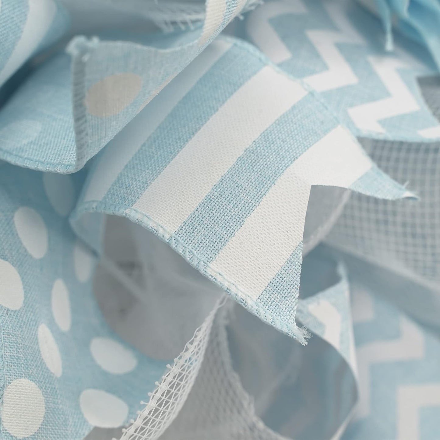 MEEDEE Blue White Stripe Ribbon 2.5 Inch Light Blue Wired Ribbon for Baby Boy Wreath, Baby Shower Elephant Wreath Diaper Cake Supplies, 10 Yards