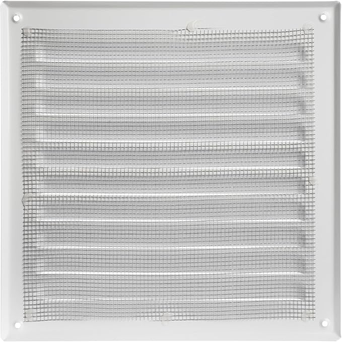Square Ventilation Grille / 8" x 8" Inch Inside Measurement/White Metal Air Vent Louver - Inside/Outside use - / 10" x 10" Inch Outer Measurement