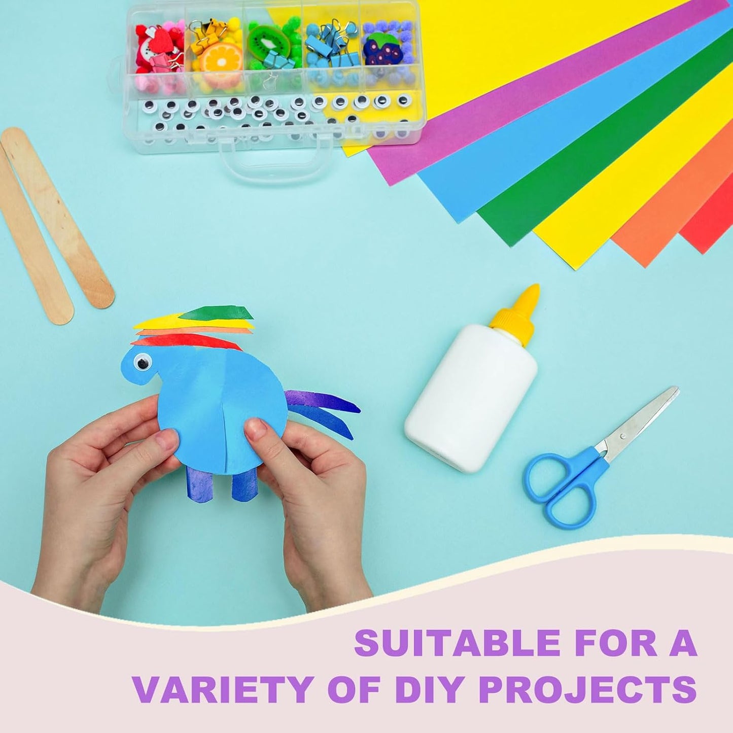 DMiotech 50 Sheets 3.9x3.9 Inch Origami Paper Large, 7 Colors Pink Square Origami Paper Easy Fold Double Sided Colored Paper for DIY Arts and Crafts