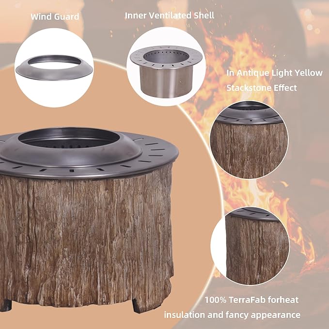 Afterglow Bonfire 20.5 Inch Smokeless Fire Pit with Removable Ash Pan - Portable Outdoor Fire Pit - Stainless Steel - Wood Burning Lightweight Fireplace, Ideal for 4-6 People