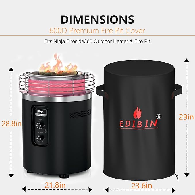 Fire Pit Cover for Ninja Fireside360,Compatible with Ninja Fireside360 Fire Pit ,600D Oxford with PVC,Waterproof Cover for Outdoor Heater & FirePit