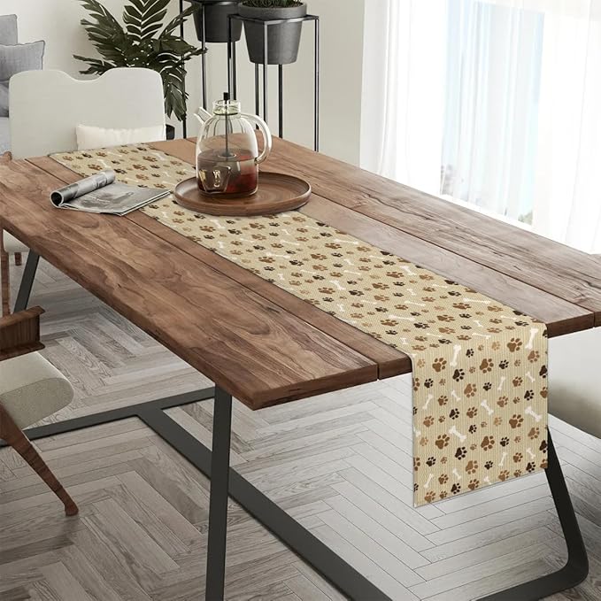 Pet Paws Table Runner Kitchen Dining Table Runner 13*36in Table Center Decor for Indoor Outdoor Home Holiday Party