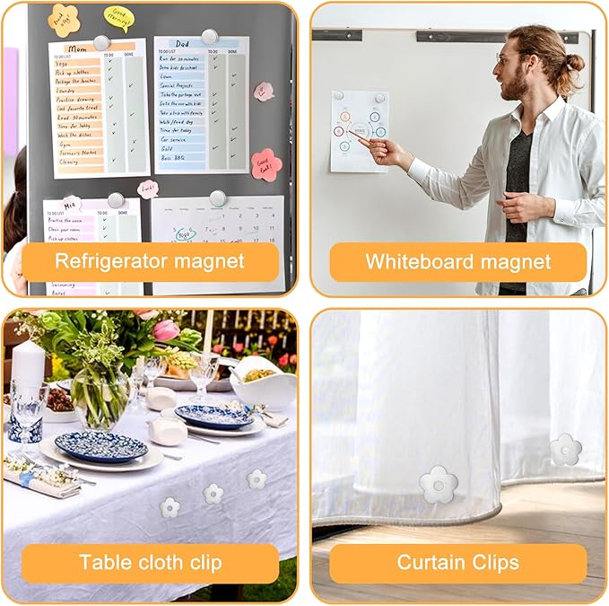 12 PCS Flower Shaped Outdoor Tablecloth Weights, Stainless Steel Table Weights for Tablecloths Windproof Magnetic Clips for Picnic Wedding Party Decor