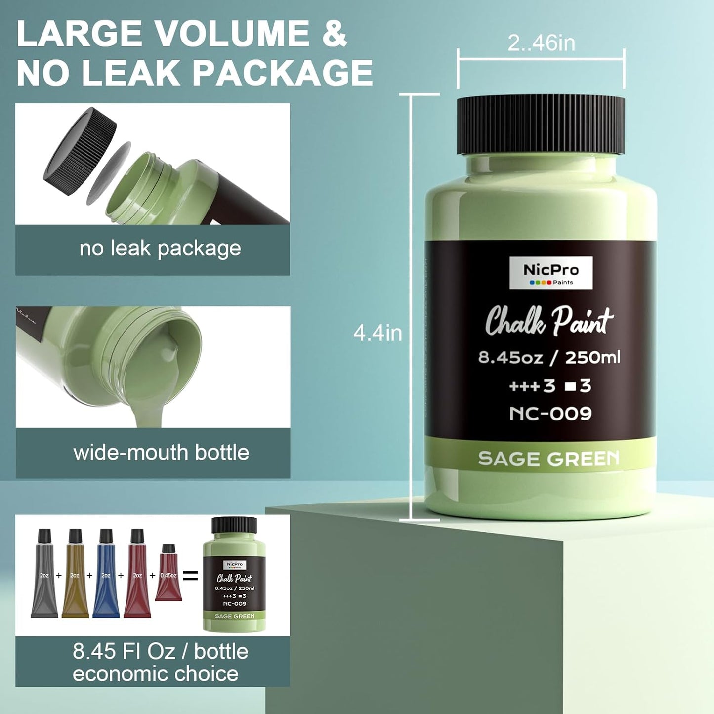 Nicpro 14 Colors Chalk Paint for Furniture, Ultra Matte Finish Acrylic Craft Paint Set (8.45 oz, 250ml) Chalk Furniture Paints with Liquid Wax, Color Wheel for Crafts, Home Decor, Beginner and Artists