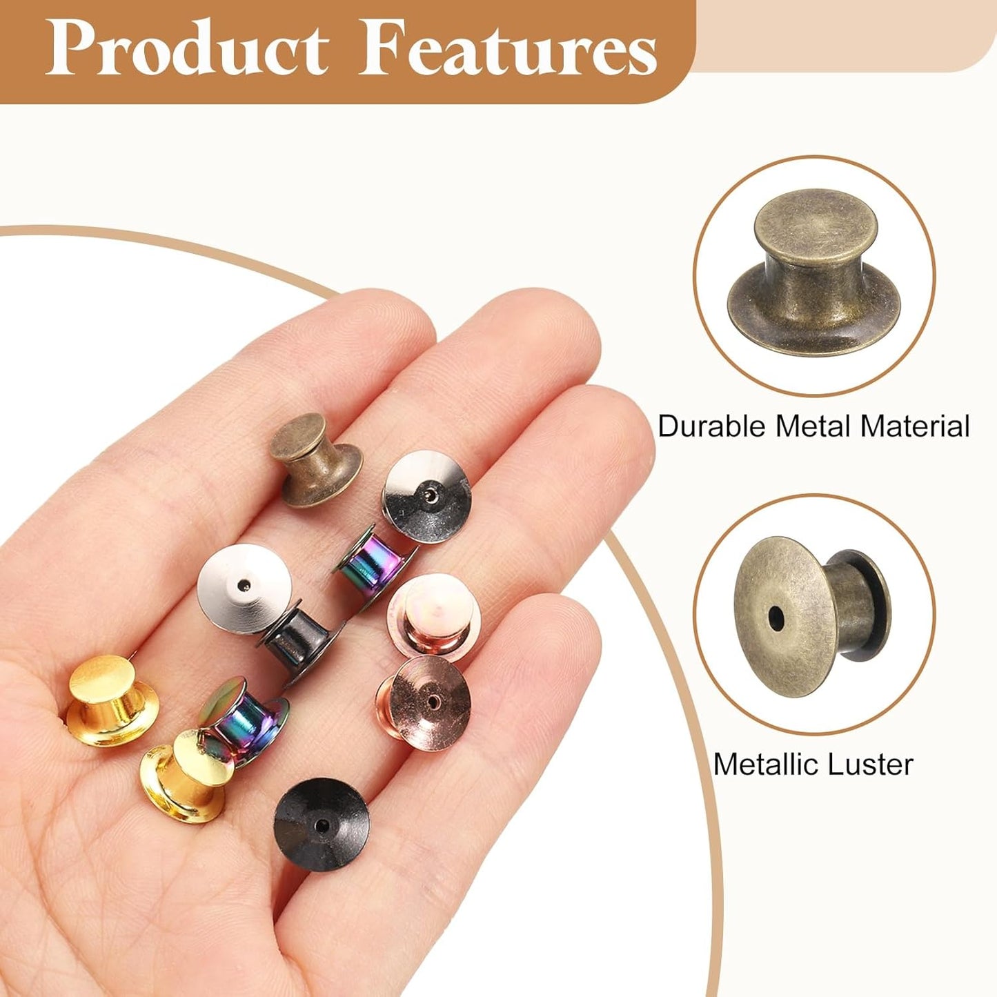 uxcell 30Pcs Metal Locking Pin Backs, Pin Keepers Locking Clasp Flat Head Clamp Needle Back Lock for DIY Brooch Crafts Badges Enamel Lapel, Bronze