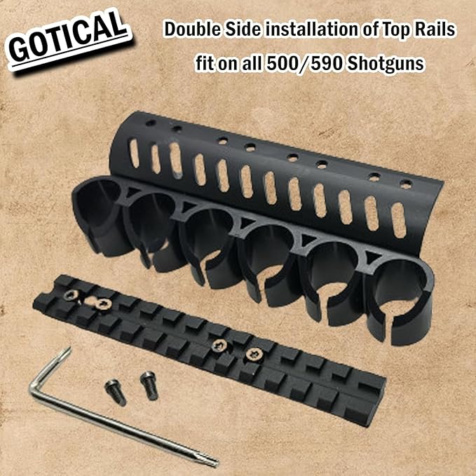 Gotical – Quick Detach Saddle Side 12 Gauge 6 Round Shell Holder Carrier Plate Carrier Kit Mossberg 500/590 Side Saddle & Durable
