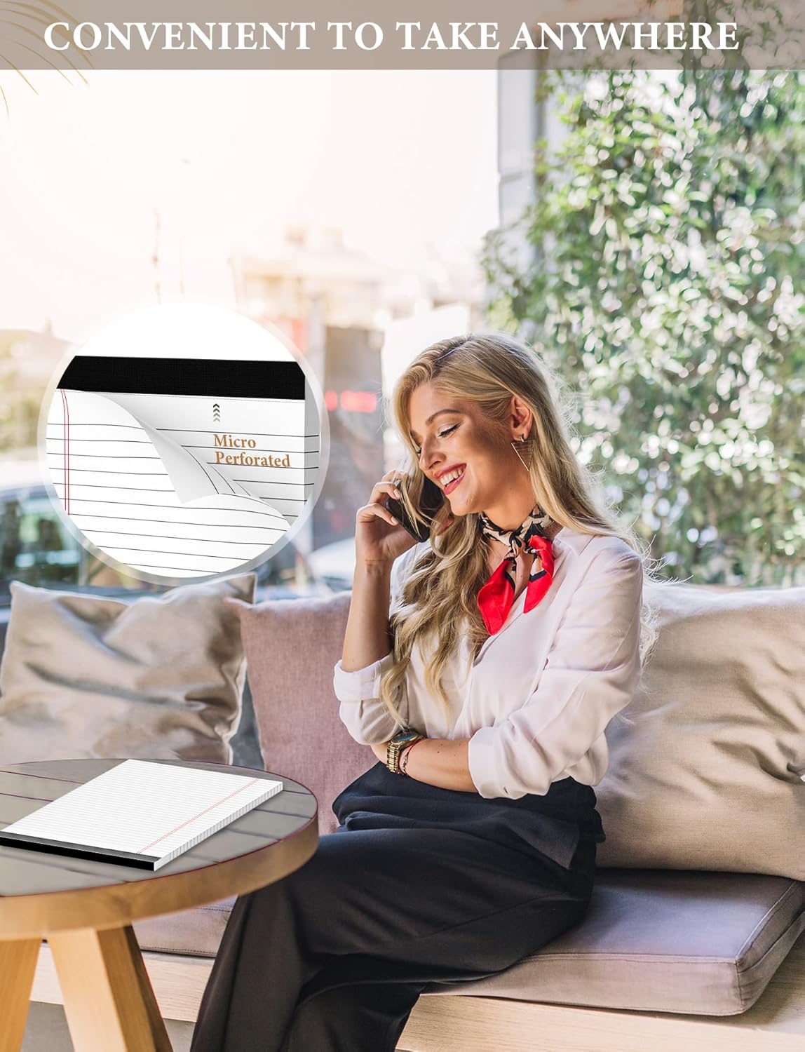 White Legal Pads 8.5 x 14, 6 Pack Wide Ruled Legal Notepads, White Note Pads 8.5 x 14 Writing Pads, Notebook Paper 8.5 x 14, Lined Tablets Notebook Pads of Paper, 70 GSM White Paper, 30 Sheets/Pad