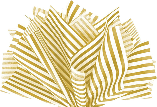 Flexicore Packaging Metallic Gold Pin Stripe Print Gift Wrap Tissue Paper Size: 15 Inch X 20 Inch | Count: 10 Sheets | Color: Gold Pin Stripe