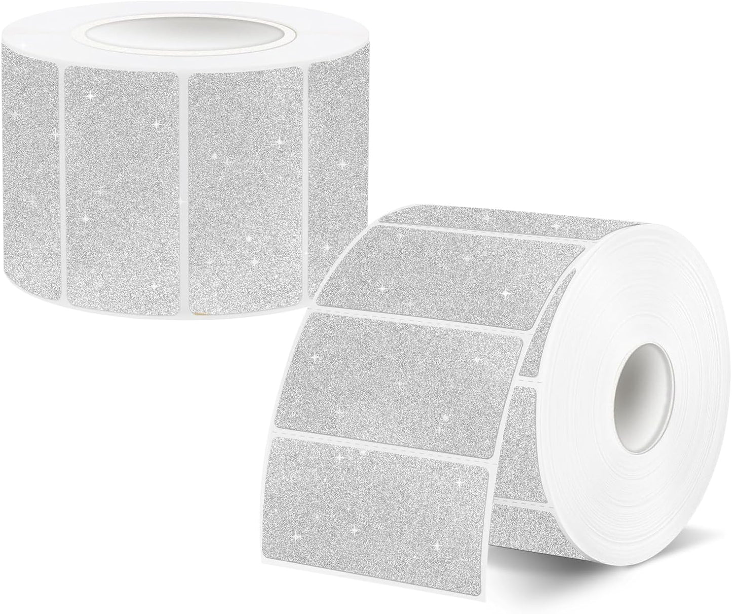 2x1 Inch Holographic Thermal Labels, Silver Glitter Thermal Printer Stickers, Waterproof Self-Adhesive Shipping Barcode Address Label Printer Sticker- 600 Labels/ 2 Rolls