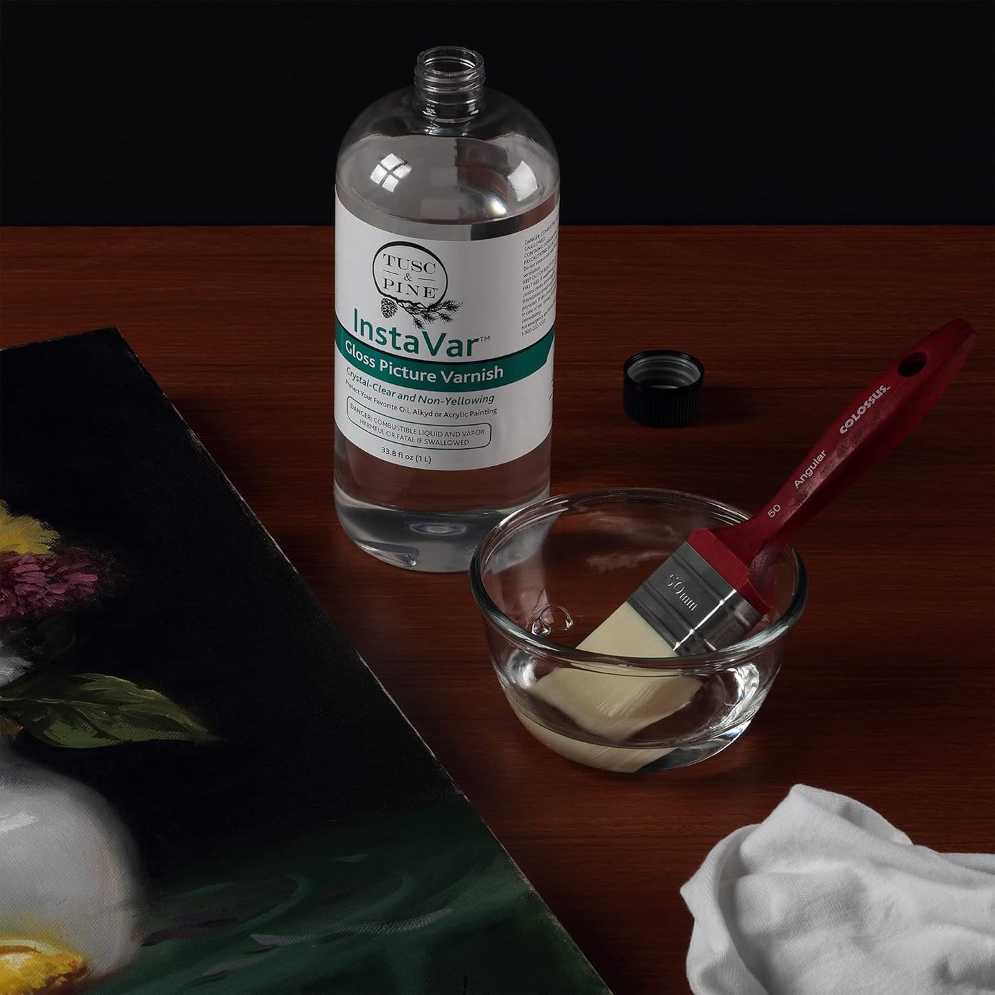 Tusc & Pine InstaVar™ Gloss Picture Varnish - Archival Quality Varnish for Oil, Alkyd, and Acrylic Artists - 33.8oz Bottle - 2 Pack