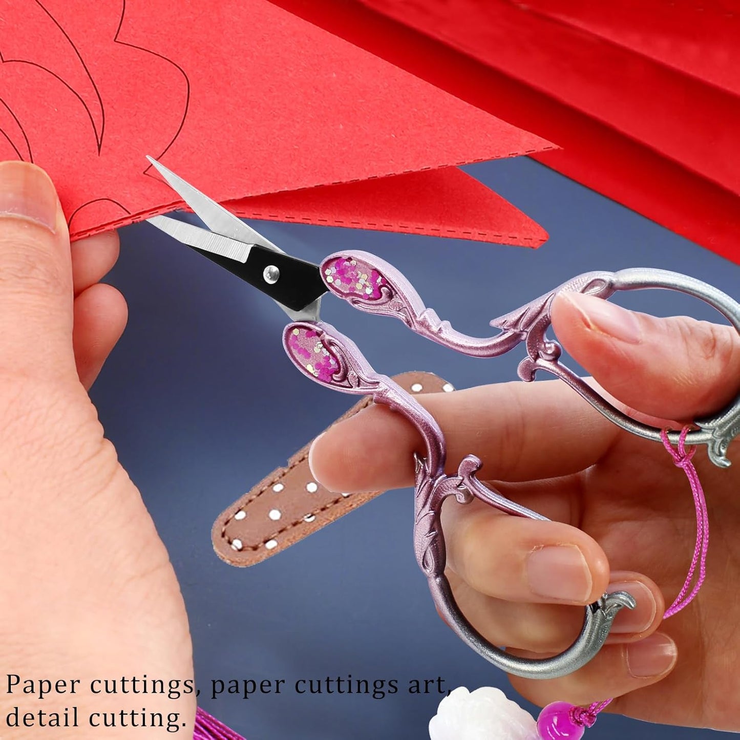 BIHRTC Cross Stitch Scissors Sharp Stainless Steel Dressmaker Scissor with Cover Tassel Vintage Needlework Shears for Embroidery Sewing Machine Needlework Beading DIY Threading
