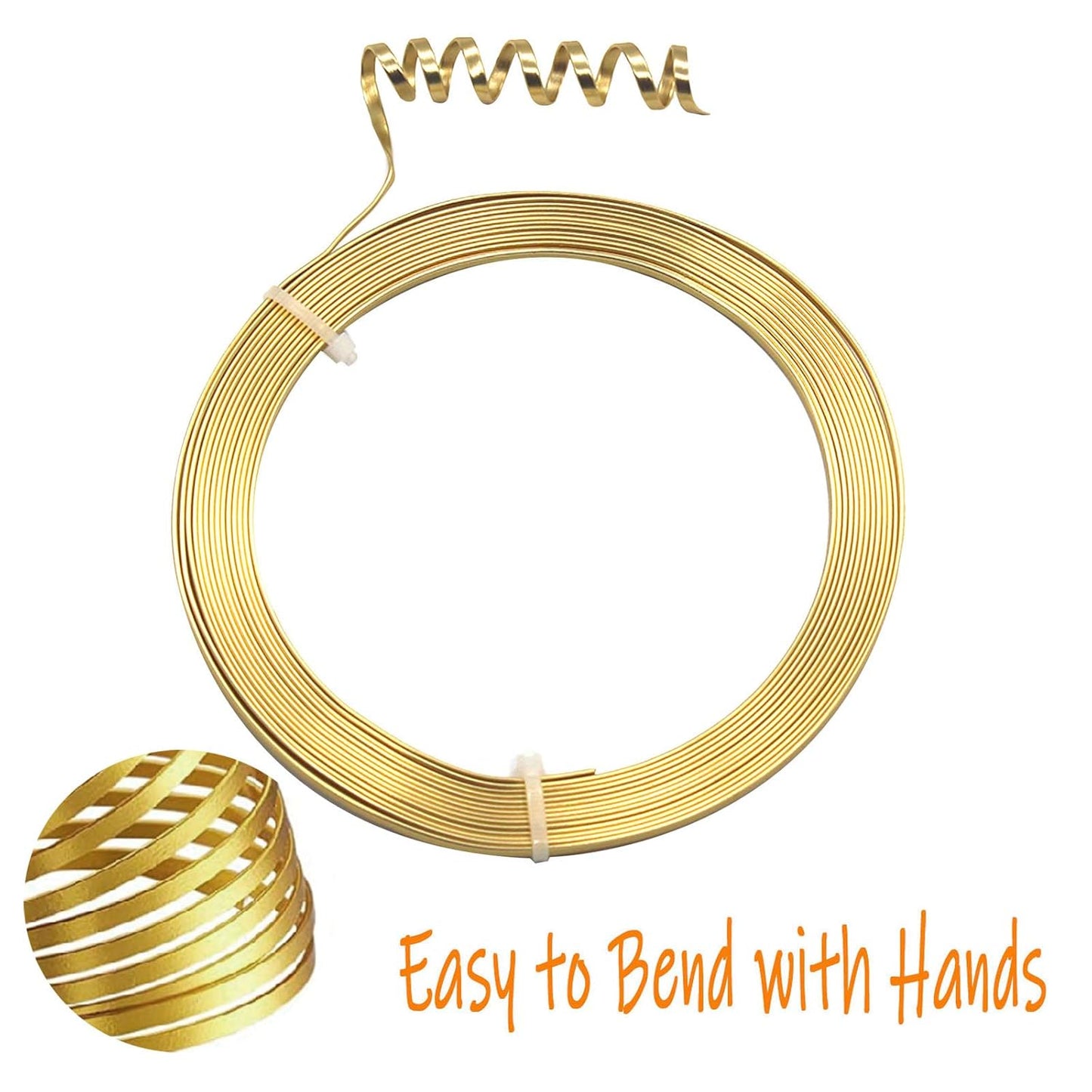 Cinvo 3 Rolls Flat Craft Wire Jewelry Wire Flexible Aluminum Wire Tarnish Resistant for Bezel Sculpting DIY Jewelry Craft Making (1mm Thickness, 3mm Width, Silver, Gold and Rose Gold)