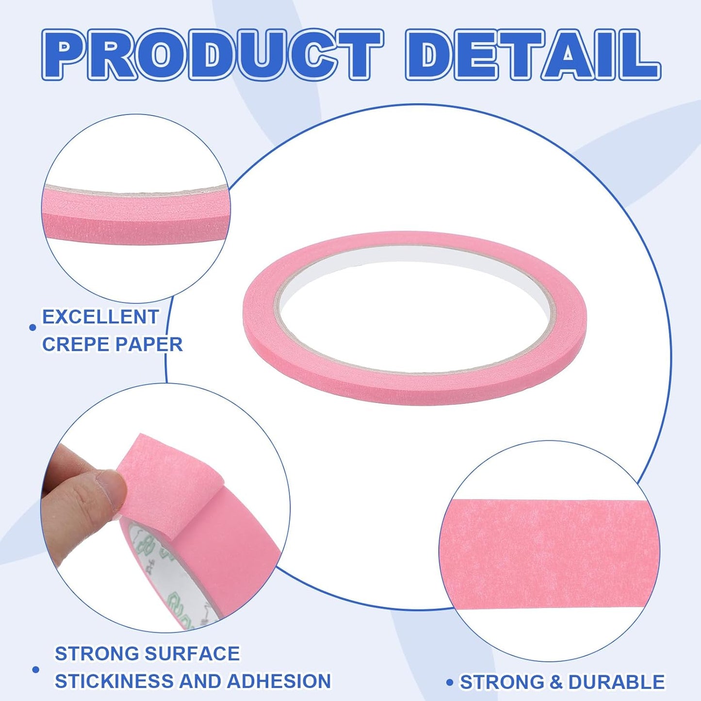 MECCANIXITY Masking Tape 0.2 Inch x 21 Yard Painter's Tape Pink Paint Tapes for DIY Crafts Arts Drawing Decoration Labeling Car Painting Artist Teachers, Pack of 6