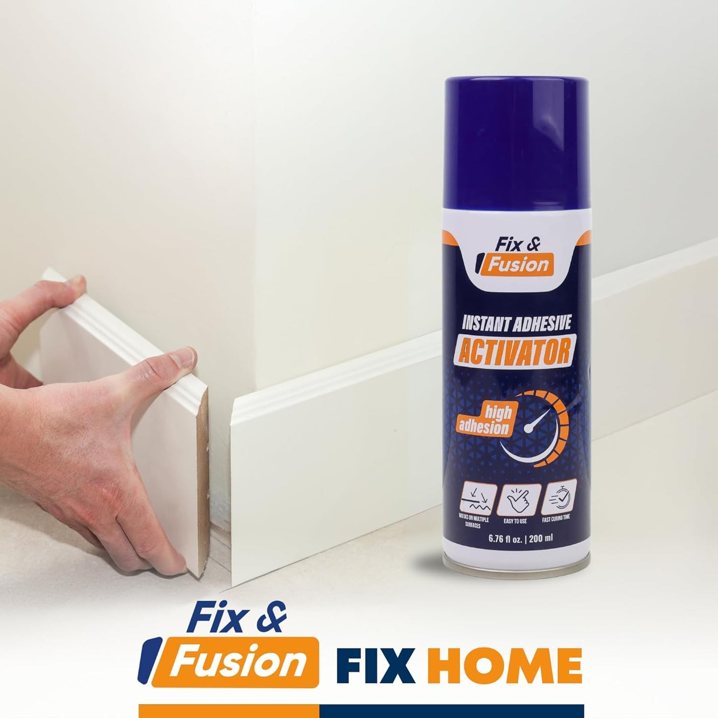 FIX & FUSION Activator Spray (6.76 Fl Oz), Instant Cure Accelerator for Cyanoacrylate (CA) Super Glue for Wood, Plastic, Rubber, Granite, and DIY & Professional, Accelerates Bonding Strength, (2 Pack)