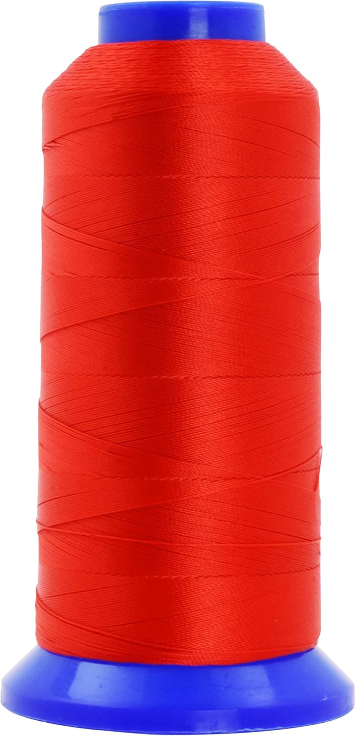Mandala Crafts Red Heavy Duty Thread -1500 Yds Tex 70 Thread for Sewing Drapery Jeans Leather Hair - Bonded Polyester Thread Outdoor Marine Upholstery Threads