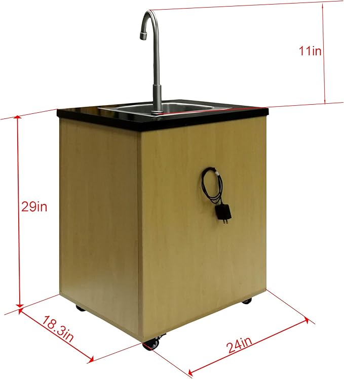 FixtureDisplays® Portable Sink Self Contained Hand Wash Station Mobile Sink Water Fountain Portable Sink Water Supply w/Pump 110V Power Caulk All Places to Water Proof 18536NEW
