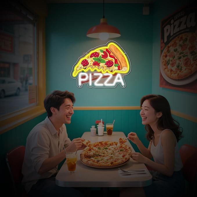 Pizza Neon Sign for Wall Decor, Dimmable Pizza Led Signs, USB Powered Neon Light Sign for Shop, Home, Man Cave, Bar Pub, Neon Gifts